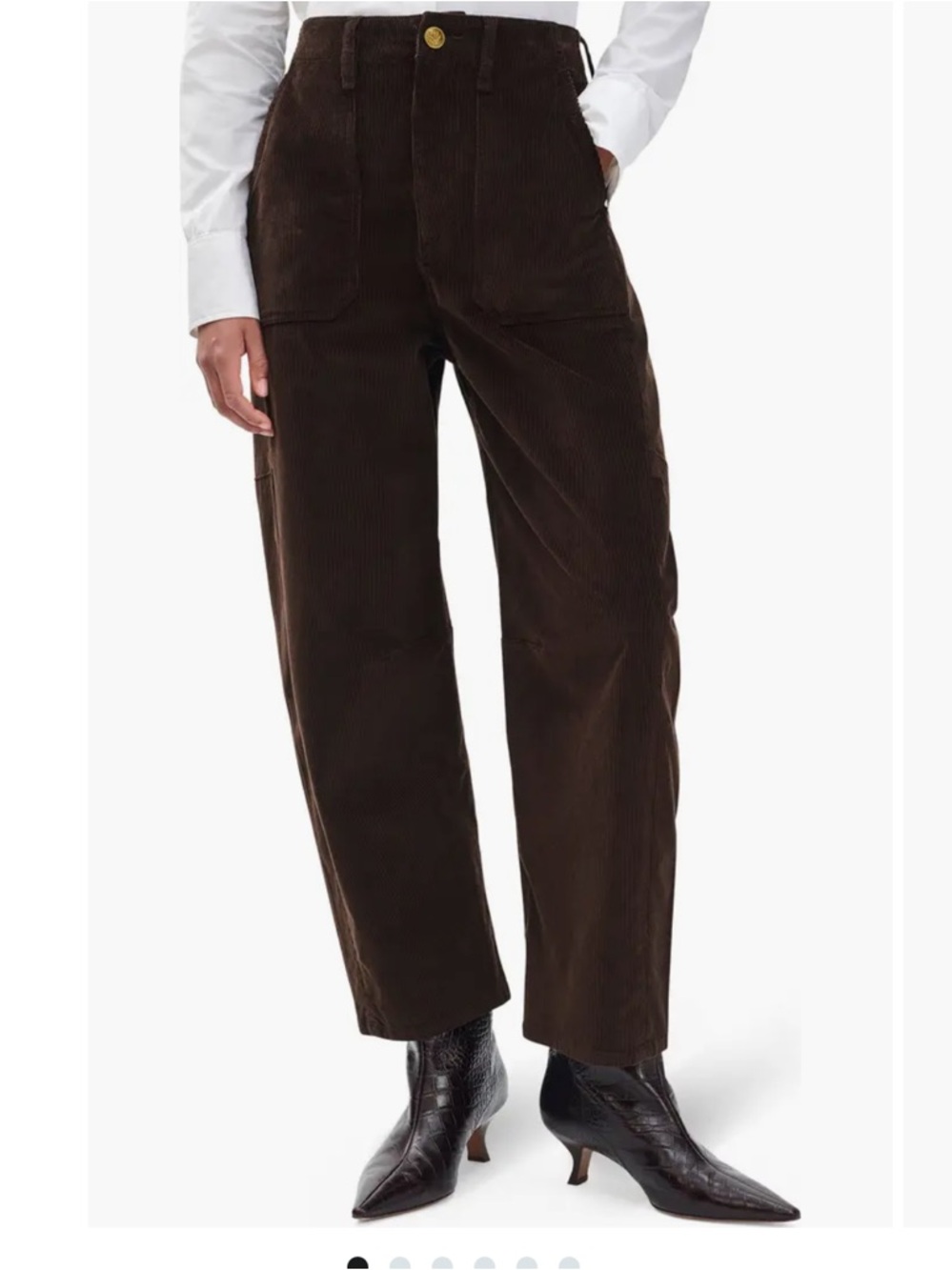 Rag & Bone Charlie crop barrel corduroy jeans in brown